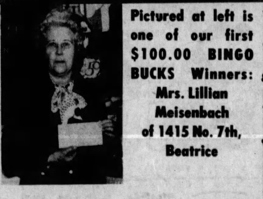 Bingo Winner Lillian Meisenbach