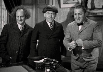 Moe Howard, Larry Fine and Curly Howard 