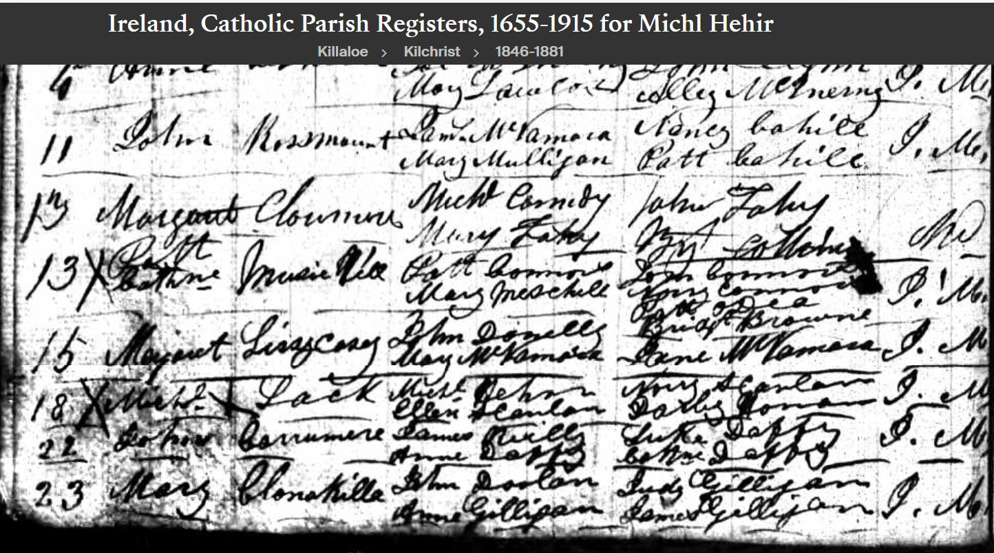Michael T Hehir--Ireland, Catholic Parish Registers, 1655-1915