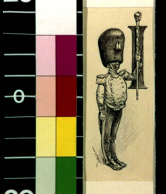 [Black man with ceremonial mace and letter I]